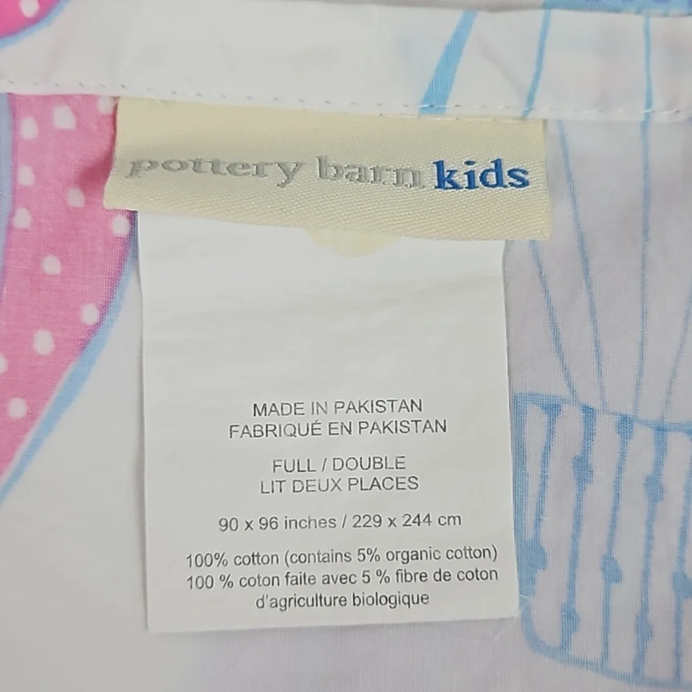 Pottery Barn Lavender Hot Air Balloons Full Flat Sheet 2 Standard Pillowcases